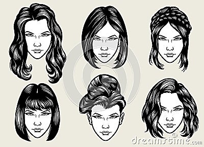 Women hairstyles collection Vector Illustration