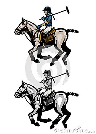 Women of Horse Polo Sport Player Vector Illustration