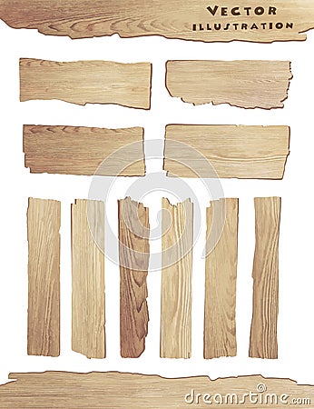 Vector wood plank isolated on white background Vector Illustration