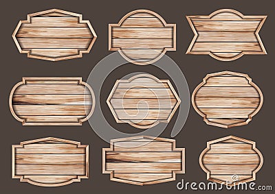 Vector wood sign realistic wooden signboard Vector Illustration