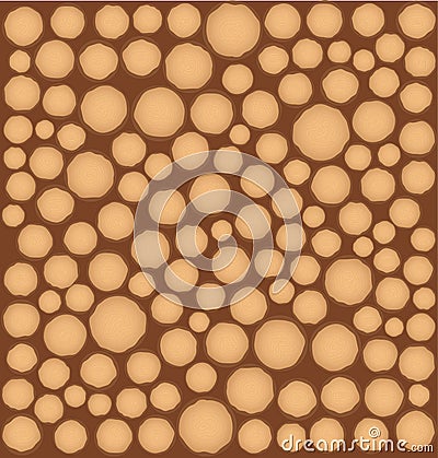 Vector wood texture of wavy ring pattern from a slice of tree. Vector Illustration
