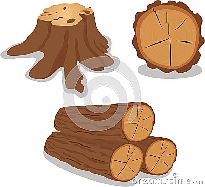 Vector wood texture of wavy ring pattern from a slice of tree Vector Illustration