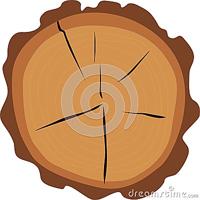 Vector wood texture of wavy ring pattern from a slice of tree. Vector Illustration