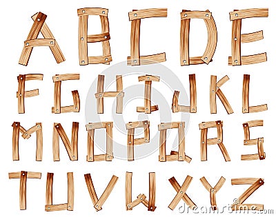 Vector Wooden Alphabet Vector Illustration