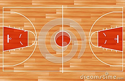 Vector Wooden basketball court Vector Illustration