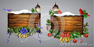 Vector wooden christmas board Vector Illustration