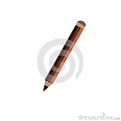Vector wooden pencil with rubber eraser. Sharpened detailed office mockup, school tool, creativity, idea, education and Vector Illustration