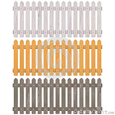 Vector Wooden Picket Fence Vector Illustration