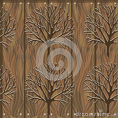 Vector wooden seamless texture with trees Vector Illustration