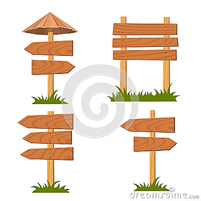 Vector wooden signs set Vector Illustration
