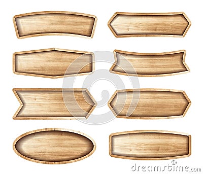 Vector wooden stickers label collection Vector Illustration