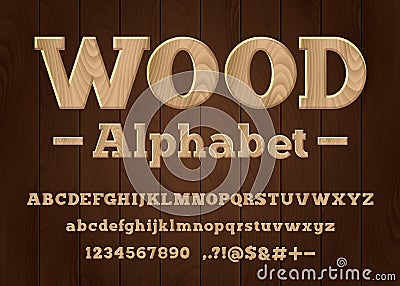 Wooden font Vector Illustration