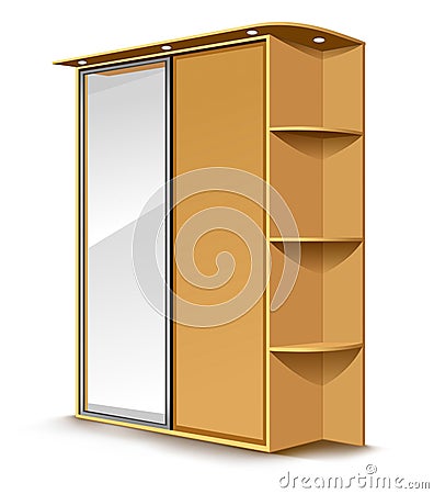  Vector  Wooden Wardrobe  Mirror Royalty Free Stock Photo 