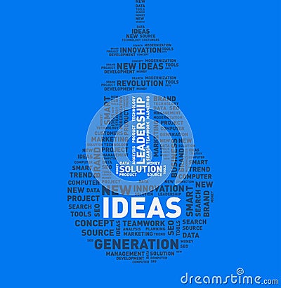 Vector word cloud of ideas light bulb Vector Illustration