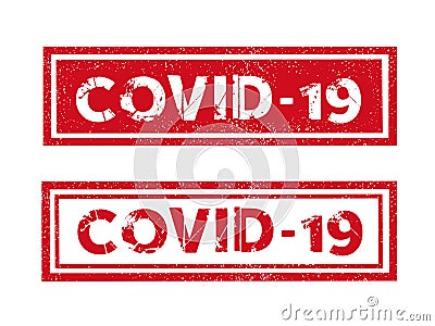 Vector word COVID-19 Coronavirus red ink stamp seal dangerous message Vector Illustration