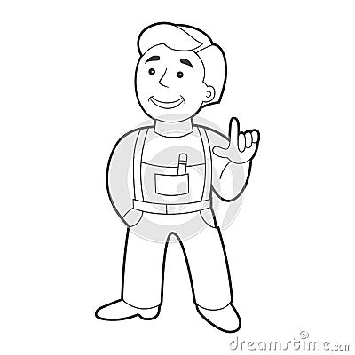 Vector worker man in cartoon style. Vector Illustration
