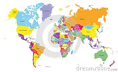 Vector world colored map Vector Illustration