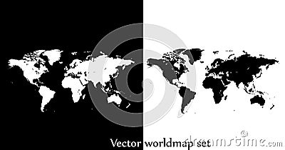 Vector world map illustration isolated over white and black back Vector Illustration