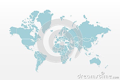 Vector world map infographic symbol. Blue and white earth icon. International global illustration sign. Design element Vector Illustration