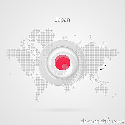 Vector World Map infographic symbol. Japanese flag icon. International global sign. Japan template for business, marketing project Vector Illustration