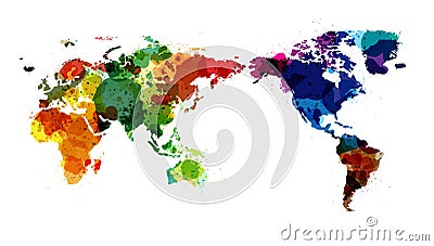 Vector World Map Watercolor Vector Illustration