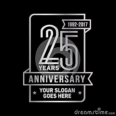 25 years celebrating anniversary design template. 25th logo. Vector and illustration. Vector Illustration