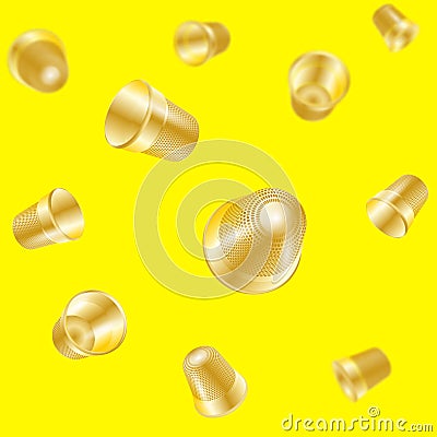 Vector yellow background from a set of gold thimbles Vector Illustration