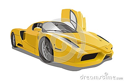 Vector yellow ferrari enzo racing cars Vector Illustration