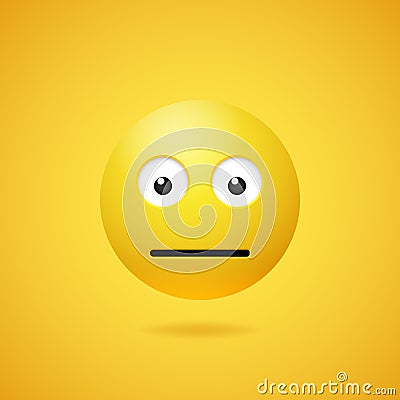 Vector yellow neutral emoticon with opened eyes Vector Illustration