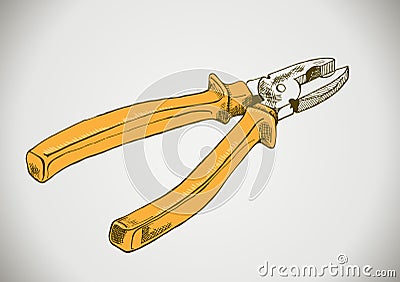 Vector yellow pliers Vector Illustration