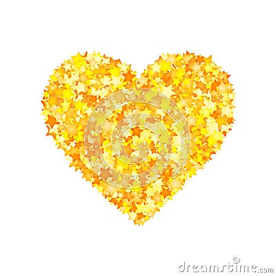 Vector yellow stars font, heart shape Vector Illustration