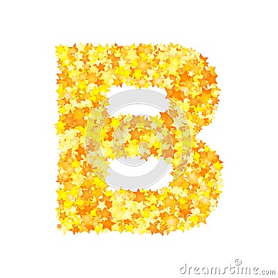 Vector yellow stars font, letter B Vector Illustration