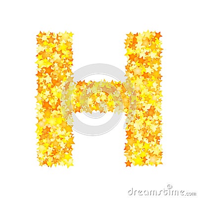 Vector yellow stars font, letter H Vector Illustration