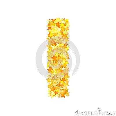 Vector yellow stars font, letter I Vector Illustration