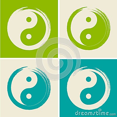 Vector Yin Yang in a Zen Circle Set Illustration Vector Illustration