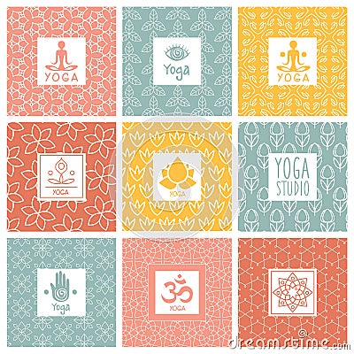 Vector yoga icons and line badges, graphic design Vector Illustration