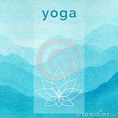 Vector yoga illustration. Poster for yoga class with a nature backdrop. Vector Illustration