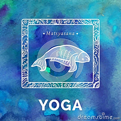 Vector yoga illustration. Yoga poster with yoga pose. Vector Illustration