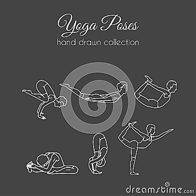 Vector yoga poses collection. Asana illustrations. Vector Illustration