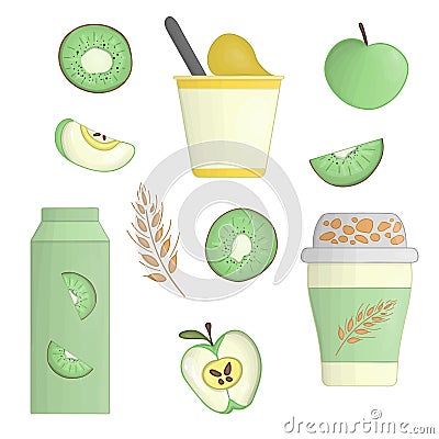 Vector yoghurt and fruit illustration Vector Illustration