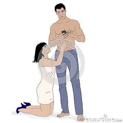 Vector young couple. Indifference Vector Illustration