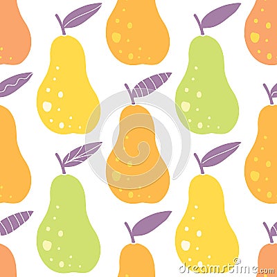 Vector yummy pears seamless pattern background Vector Illustration