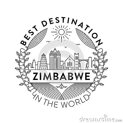 Vector Zimbabwe City Badge, Linear Style Stock Photo