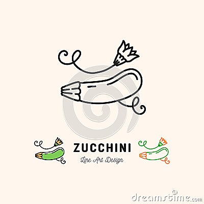 Vector Zucchini icon Courgette symbol Vegetables logo. Thin line design Vector Illustration