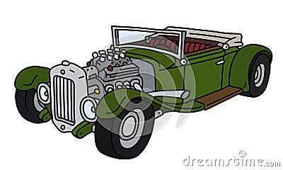 The funny green open hotrod Vector Illustration