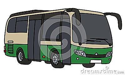 The green and light beige bus Vector Illustration