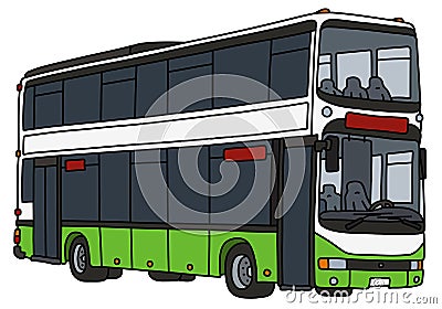 The green and white double decker bus Vector Illustration