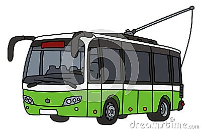 The light green and white trolley bus Vector Illustration