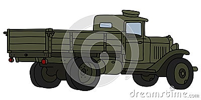 The vintage khaki military lorry truck Vector Illustration