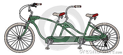 The green tandem bicycle Vector Illustration